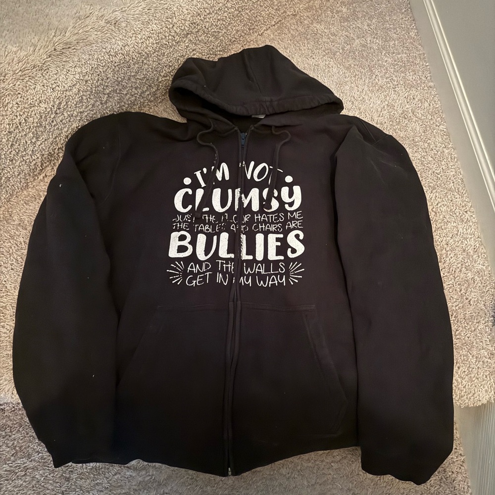 “I’m not Clumsy” Black Zip Hoodie
